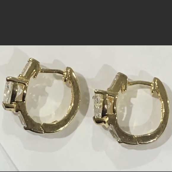 Sterling Silver Vermeil Huggies Hoop Earrings - Picture 4 of 7